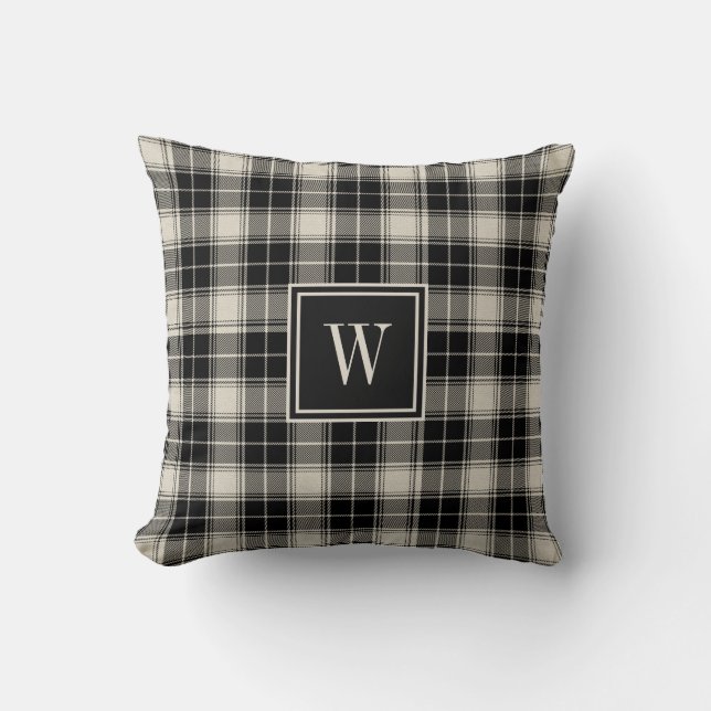 Rustic Black and White Play med Monogram Kudde (Framsida)
