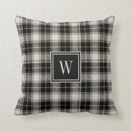 Rustic Black and White Play med Monogram Kudde