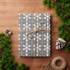 Rustic Black and White Play Snowflake-jul Presentpapper