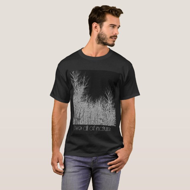 Rustic Black and White Träd Quote T-Shirt (Hel framsida)