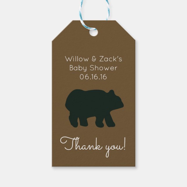 Rustic Black Bear Customized Gift-Märkre Presentetikett (Framsidan)