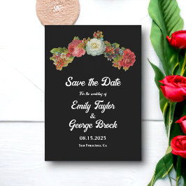 Rustic Black | Blommigt för vattenfärg | ELEGANT B Spara Datumet