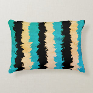 Rustic Black Blue Gult Rand Prydnadskudde