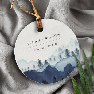 Rustic Bläck Blue Navy Gräs Skogen Mountain Bröllo Gåvor Etiketter