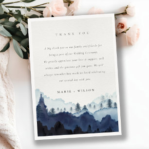 Rustic Bläck Blue Navy Gräs Skogen Mountain Bröllo Tack Kort