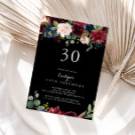 Rustic Black Botanical 30års födelsedag Party Inbjudningar<br><div class="desc">Den här roliga,  svarta,  botaniska 30års födelsedag-partiinbjudan är perfekt för en klassisk födelsedagsfest. Utformningen har en grumlig,  röd,  marin,  blå och  strålande och roliga,  handmålade blommor i svart bakgrund,  inspirerande naturskönhet.</div>