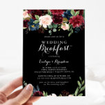 Rustic Black Botanical Bröllop Breakfast Inbjudningar<br><div class="desc">Den här rena,  botaniska frukostinbjudan till bröllop är perfekt för en klassisk familj och vänner dagen efter att bröllop kom tillsammans med frukost. Utformningen har en grumlig,  röd,  marin,  blå och  strålande och roliga,  handmålade blommor i svart bakgrund,  inspirerande naturskönhet.</div>
