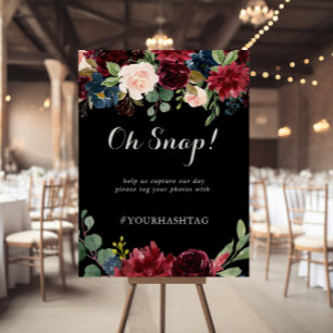 Rustic Black Botanical Bröllop Oh Snap Sign Poster