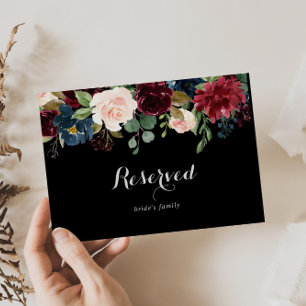 Rustic Black Botanical Bröllop Reserved Sign