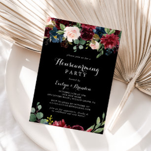 Rustic Black Botanical Housework Party Inbjudningar
