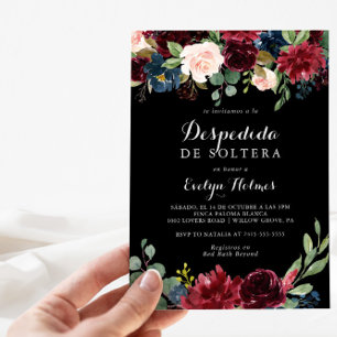 Rustic Black Botanical Spain Möhippa Inbjudningar