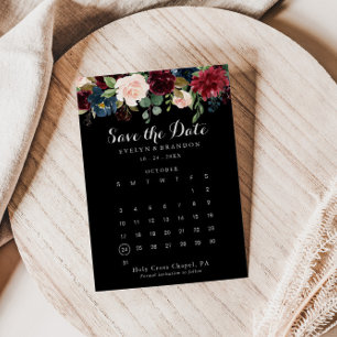 Rustic Black Botanical Spara datumkalender Datumet