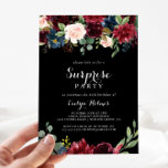 Rustic Black Botanical Surprise Party Inbjudningar<br><div class="desc">Denna rustiska inbjudan till botaniska överraskningspartiet är perfekt för en klassisk födelsedag,  pension eller någon överraskning party. Utformningen har en grumlig,  röd,  marin,  blå och  strålande och roliga,  handmålade blommor i svart bakgrund,  inspirerande naturskönhet.</div>