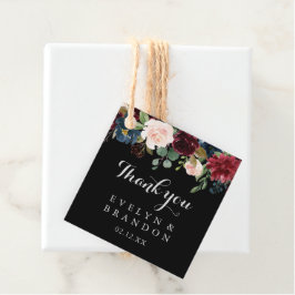 Rustic Black Botanical Wedding Favor Märkre Gåvor Etiketter