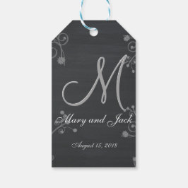 Rustic Black Chalk Chalkboard 3d Monogram Presentetikett