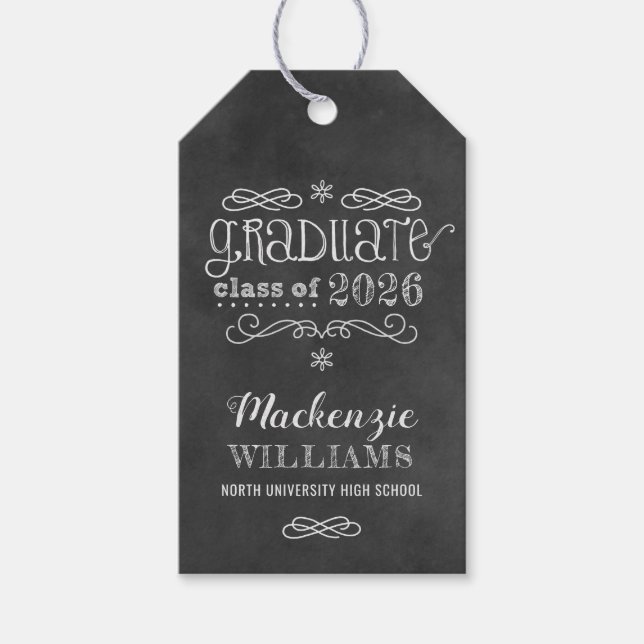 Rustic Black Chalkboard Anpassningsbar 2025 Studen Presentetikett (Framsidan)