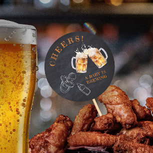 Rustic Black Chalkboard Beer Diaper Party Runt Klistermärke