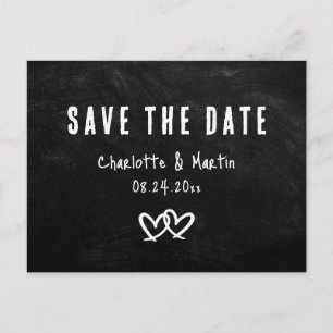 Rustic Black Chalkboard Bröllop spara datum Vykort