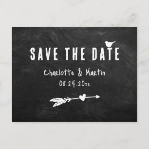 Rustic Black Chalkboard Bröllop spara datum Vykort