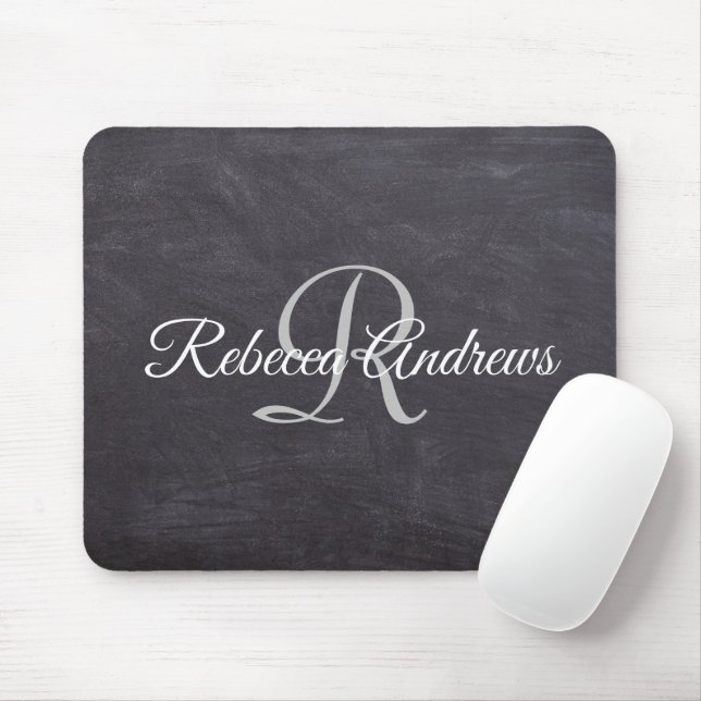 Rustic Black Chalkboard Monogram Musmatta (Med mus)