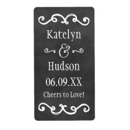 Rustic Black Chalkboard-skript Monogram Bröllop Fraktsedel