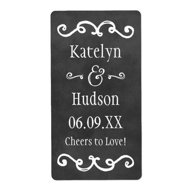 Rustic Black Chalkboard-skript Monogram Bröllop Fraktsedel (Framsidan)