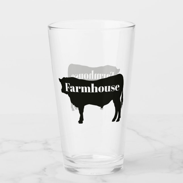 Rustic Black Cow Silhouette Farmhouse Glaskopp (Framsida)