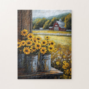 Rustic Black-Eyed Susan i Canisters Pussel