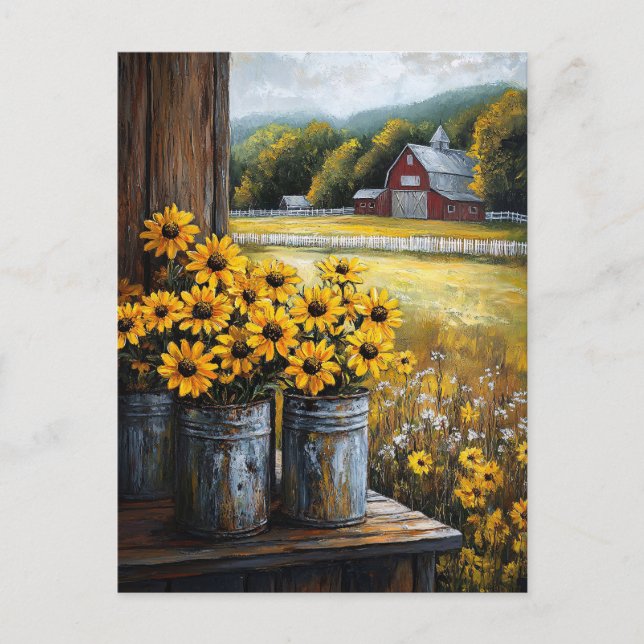Rustic Black-Eyed Susan i Canisters Vykort (Framsida)