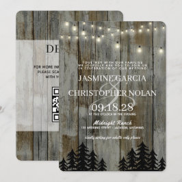 Rustic Black Forest med QR-koden Bröllop Inbjudningar