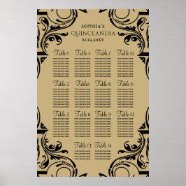 Rustic Black Guld poster sittplatsplanen