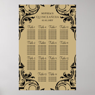 Rustic Black Guld poster sittplatsplanen