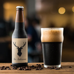 Rustic Black Hjort   Kraft   Familj Namn Ölflaska Etikett