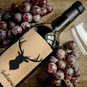 Rustic Black Hjort Kraft Familj Namn Vinflaska Etikett