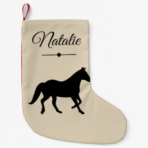 Rustic Black Horse Silhouette & Namn Liten Julstrumpa
