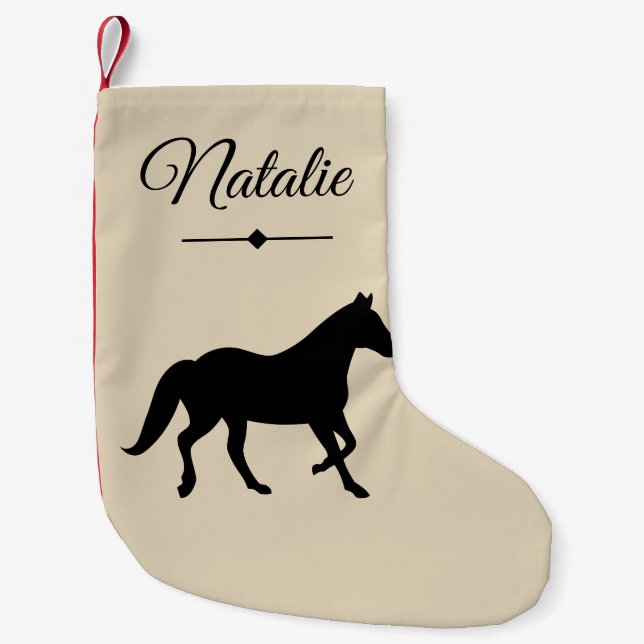Rustic Black Horse Silhouette & Namn Liten Julstrumpa (Framsidan)