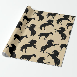 Rustic Black Horse Silhouettes och Taupe Presentpapper