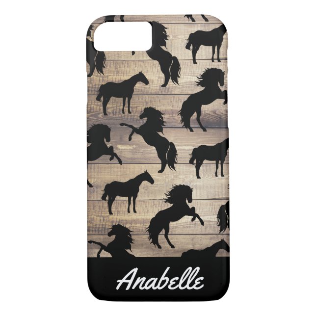 Rustic Black Horse Silhouettes | PERSONLIG Case-Mate iPhone Skal (Baksida)