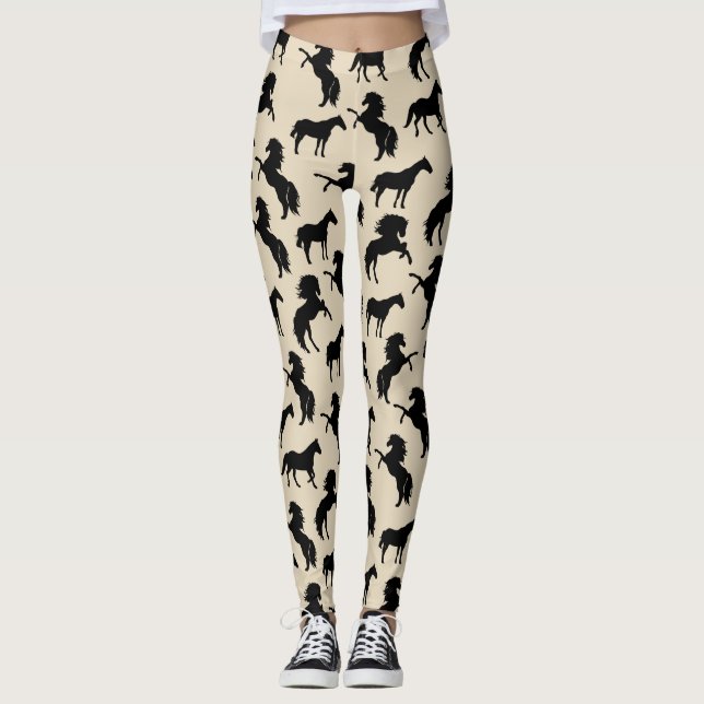 Rustic Black Horse Silhouettes & Taupe Leggings (Framsida)