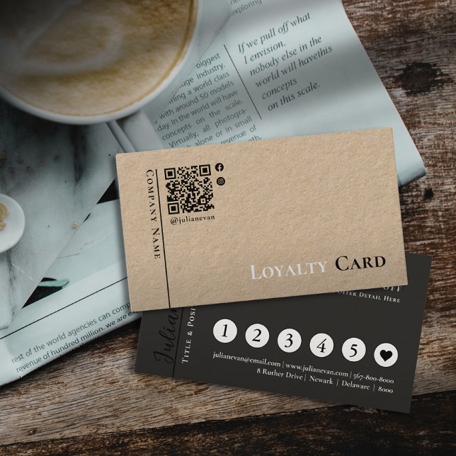 Rustic Black Kraft-minimalistiskt förmånskort Visitkort (Skapare uppladdad)