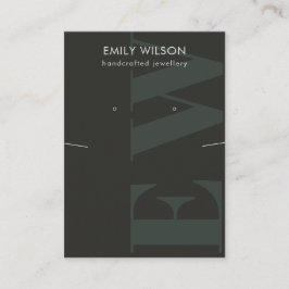 Rustic Black Monogram Necklace Earring Visning Visitkort