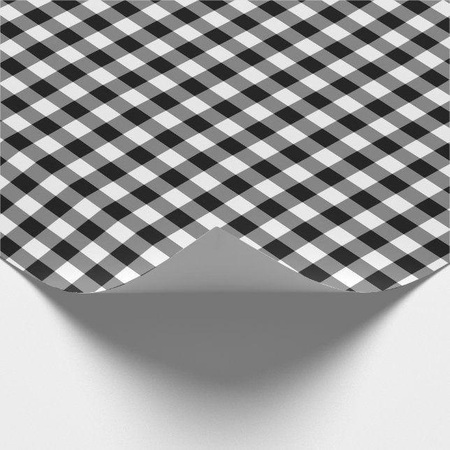 Rustic Black och White Gingham Mönster Presentpapper (Hörn)
