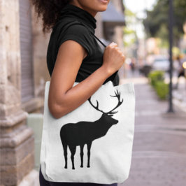 Rustic Black on White Elk Spirit Animal Silhouette Tygkasse