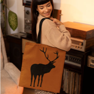 Rustic Black på Brown Elk Spirit Animal Silhouette Tygkasse
