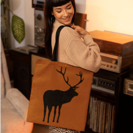 Rustic Black på Brown Elk Spirit Animal Silhouette Tygkasse