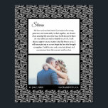 Rustic Black Personligt bröllp Photo Giftermål Vow Poster<br><div class="desc">Minneshögtidlighålla din bröllopsdag genom att visa era bröllop-löften på dessa vackra poster. Den enkla, rustiska designen har snyggt-typografi och en snyggt löv mönster-bakgrund. Texten kan vara lätt att personlig med dina bröllop-löften, och du kan lägga till ett eget foto, en plats i bröllop och ett bröllop-datum för att skapa din...</div>