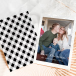 Rustic Black Play God jul Photo Julkort<br><div class="desc">Det här enkla och klassiska svarta helgdag i God jul har en fotoframsida med vit elegant,  och en rustik svart och vit plaid mönster på baksidan.</div>