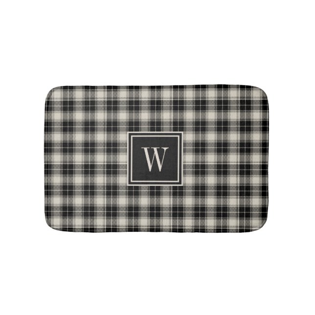 Rustic Black Play Mönster med Monogram Badrumsmatta (Framsidan)