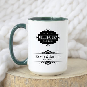 Rustic Black Spara-the-Date Bröllopsdag Bride Groo Mugg