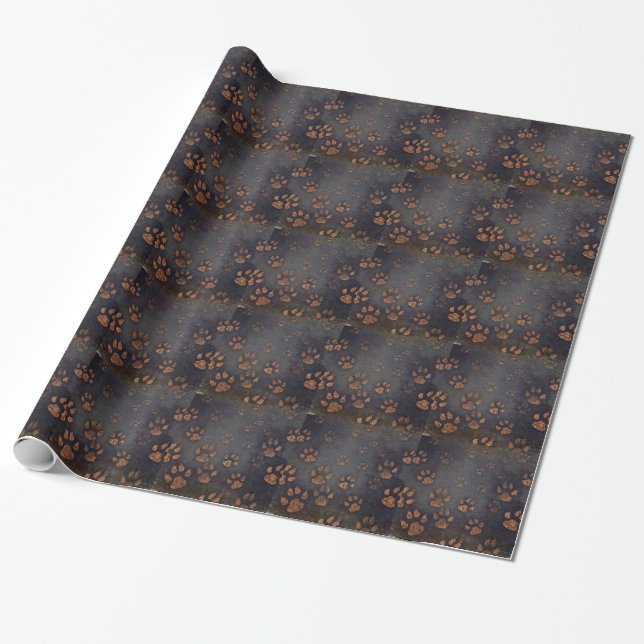 Rustic Black Tass Mönster Presentpapper (Utrullad)